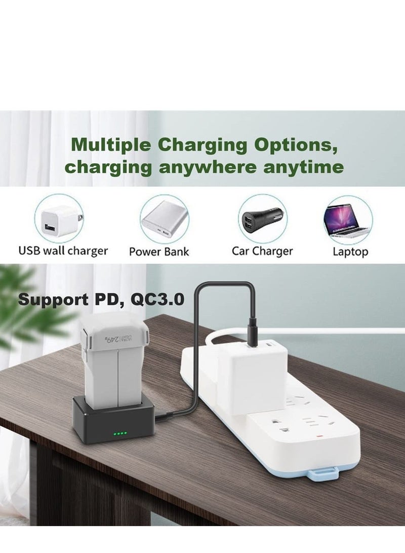 Battery Charger for DJI Mavic Mini 3 Pro, USB Charging Hub with Two Cables, Support QC3.0 PD Fast Charging, Accessories