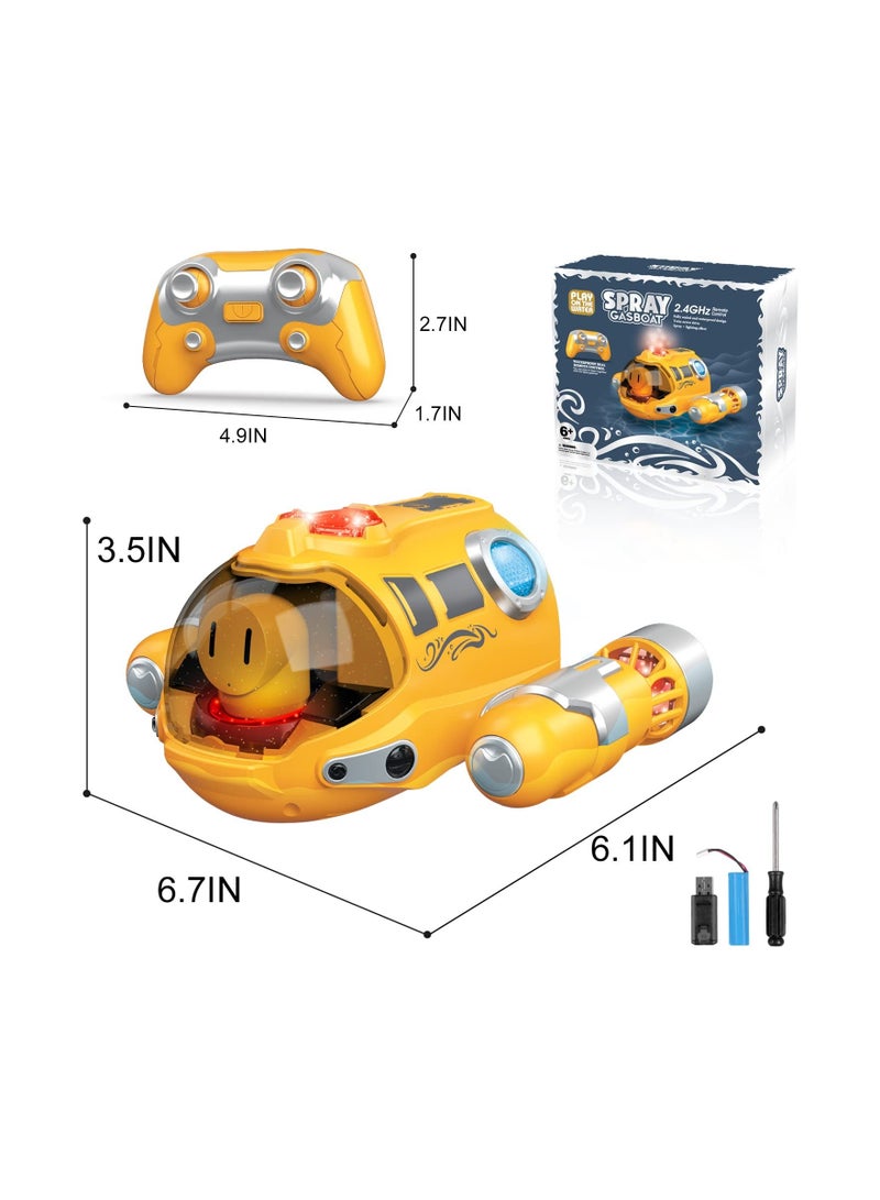 SYOSI Remote Control Boat for Pools and Lakes Toys, RC Spray Gasboat, Light Up Water Toy, Fast Boats Adults Kids, 2.4GHZ Control, Swimming Pool Toy Boys Girls
