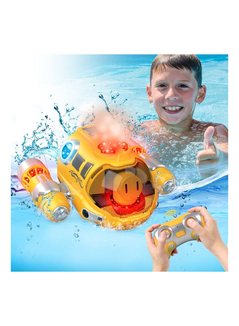 SYOSI Remote Control Boat for Pools and Lakes Toys, RC Spray Gasboat, Light Up Water Toy, Fast Boats Adults Kids, 2.4GHZ Control, Swimming Pool Toy Boys Girls