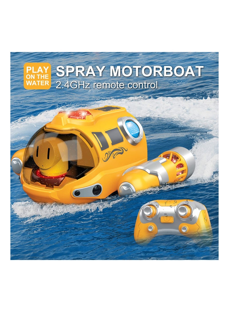 SYOSI Remote Control Boat for Pools and Lakes Toys, RC Spray Gasboat, Light Up Water Toy, Fast Boats Adults Kids, 2.4GHZ Control, Swimming Pool Toy Boys Girls
