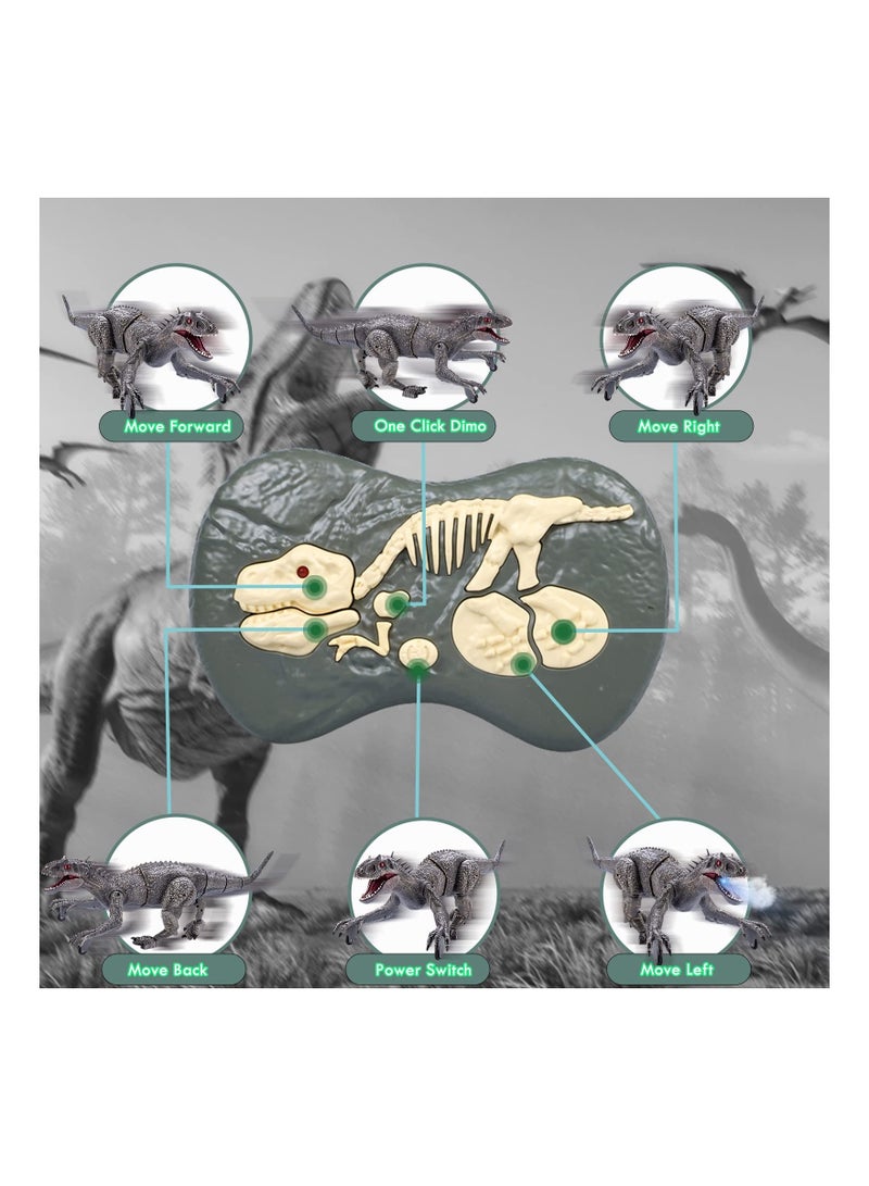 Remote Control Dinosaur Toys Big Electric RC Walking Robot with Water Mist Flashing Light Roaring Simulation Velociraptor Powered by Rechargeable Battery for Kids Birthday Gifts