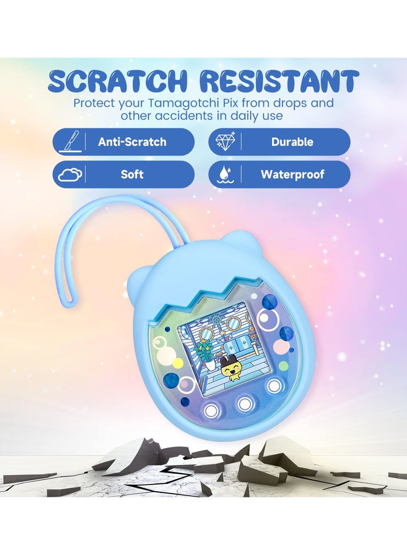 SYOSI Silicone Cover for Tamagotchi Pix Virtual Pet Game Machine, with Finger Lanyard (Blue)