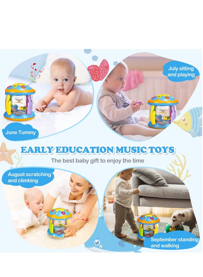 SYOSI Baby Toys 6 to 12 Months, Sensory for 1 2 3 Year Old Boys Girls, Early Learning Musical Toddler, Ocean Projector Light Up with Music, Educational Toy Birthday Gifts