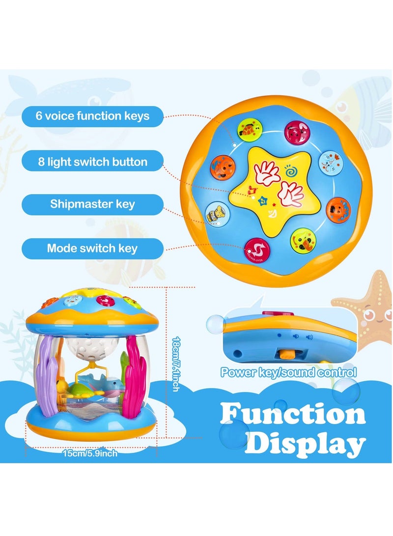 SYOSI Baby Toys 6 to 12 Months, Sensory for 1 2 3 Year Old Boys Girls, Early Learning Musical Toddler, Ocean Projector Light Up with Music, Educational Toy Birthday Gifts