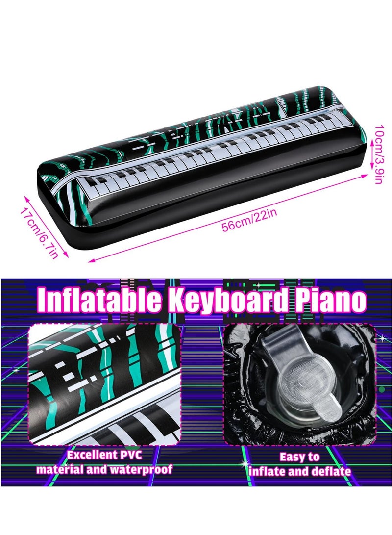 Inflatable Keyboard, Piano Rock Star Toys, Party Props, Electric Blow up and Roll Decorations for Kids, 80s 90s Themed Carnival Birthday Supplies(2PCS)