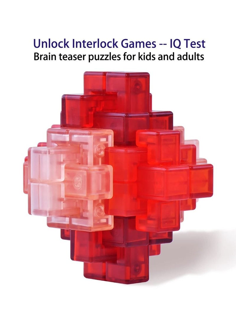 3D Brain Teaser Puzzles for Kids and Adults, Rubik's Cube Educational Toys, 4pcs Chinese Kong Ming Lock Interlock IQ Mind Test, Thinking, Patience Games