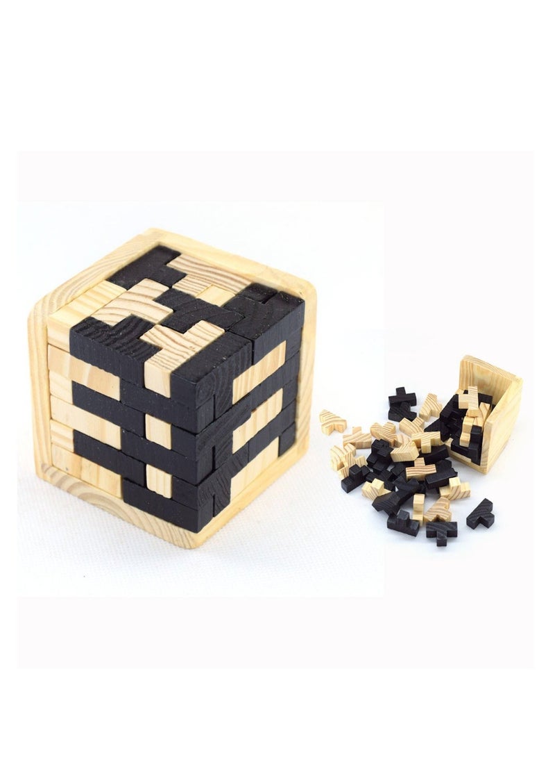 Wooden Puzzle, Brain Teaser Puzzle 3D T-shaped Blocks Geometric Intellectual Jigsaw Educational Tool for Kids and Adults, Explore Creativity Problem Solving, Gift Desk Puzzles