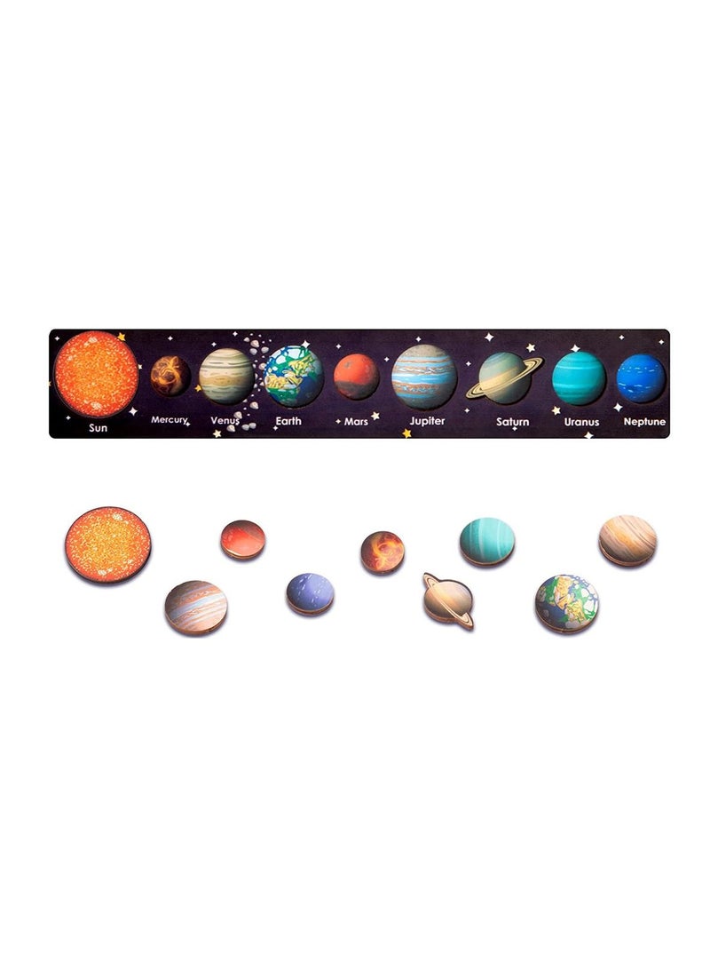 Solar System Puzzle for Toddlers Wooden Educational Toys BPA Free Preschool Learning Activities Kids Know Planets Thinking Training Boys Girls Gifts