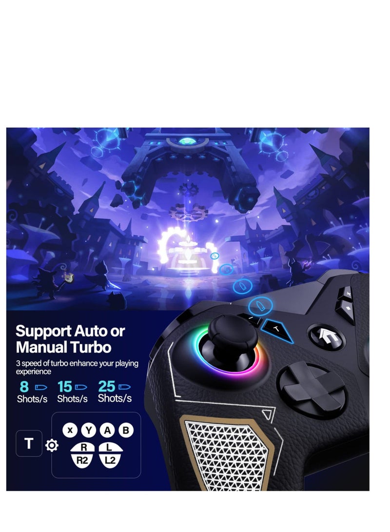 Switch Controller, Pro Controller for Nintendo Switch/Lite/OLED, Wireless Gamepad Controllers with LED Light, Windows PC iOS Android Multi-Platform RGB