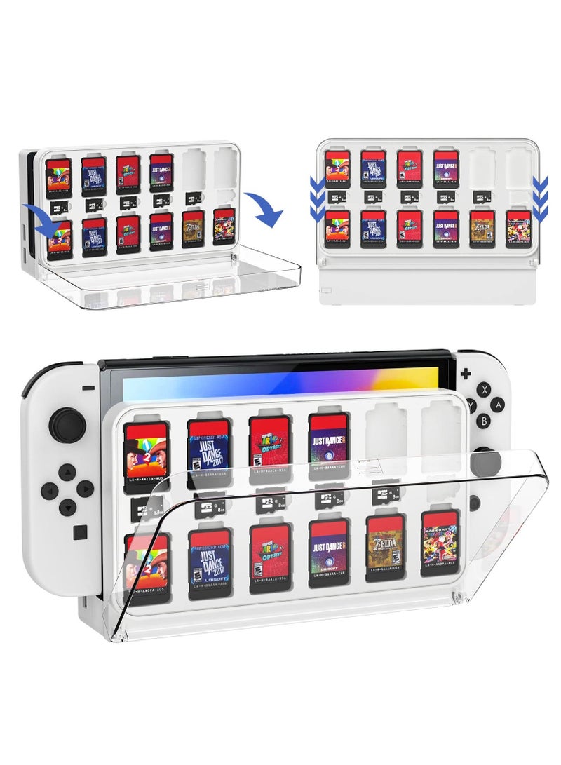 SYOSI Game Card Case Base Compatible for Nintendo Switch OLED, Clear Storage Mount OLED With 12 Slots and 6 Micro SD