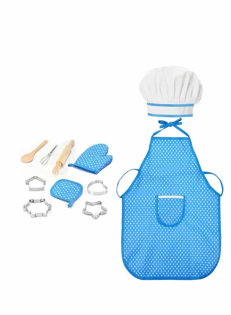 11 Pieces Kids Apron and Chef Hat Set for Girls Boys Cooking, Baking, Gardening, Painting More Set, Aprons Cotton Kitchen Bib