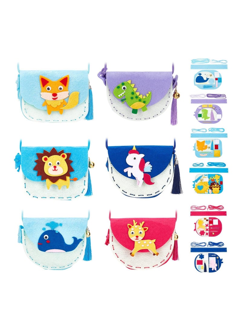 DIY Animal Theme Handmade bags, Sew Your Own Purses, Nonwoven Craft Sewing Play Gift, Beginners Kit for Kids with Safety Needle