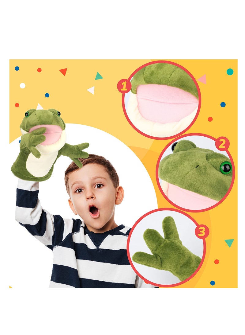 Hand Puppets Plush Toys, KASTWAVE Frog Open Mouth Animal Toys Movable Stuffed Toy for Creative Birthday Gift Kids (10'')