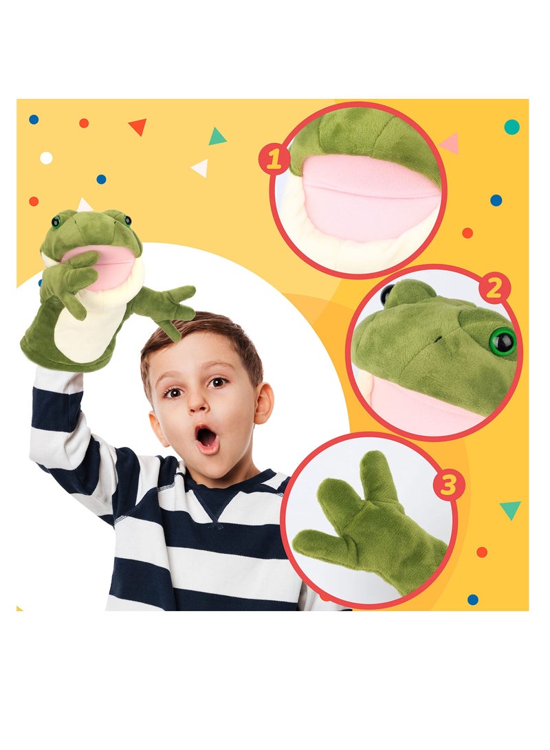 Hand Puppets Plush Toys, Frog Open Mouth Animal Toys Movable Stuffed Toy for Creative Birthday Gift Kids (10'')