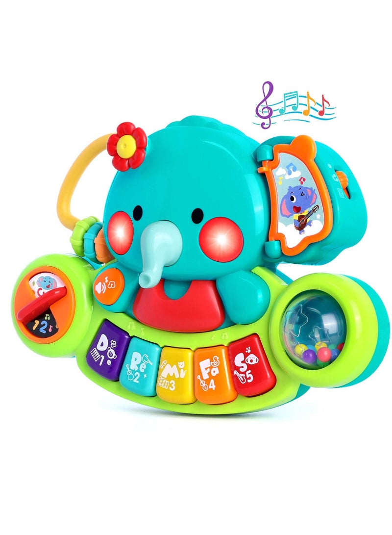 Baby Piano Toy 6 to 12 Months Elephant Light Up Music Toys for 9 18 Early Learning Educational Keyboard Infant Girl Gift 1 Year Old Boys Girls