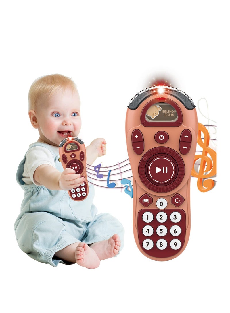 TV Remote Control Toys Rotating Light and Sound Children's Music Early Education Learning (Pink)