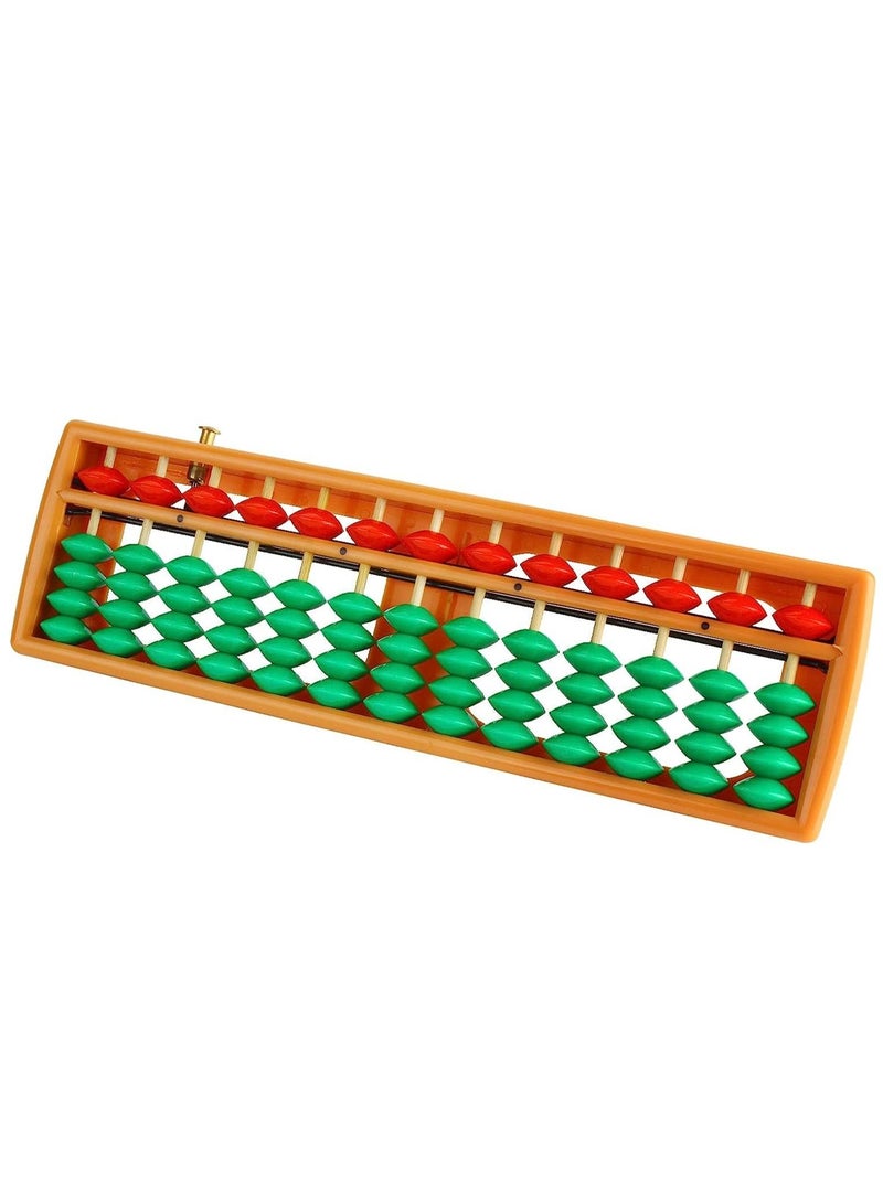 Abacus Bead Arithmetic Counting with Reset Button School Supplies for Children Vintage Wooden Soroban Chinese Calculator Tool (13 Column)