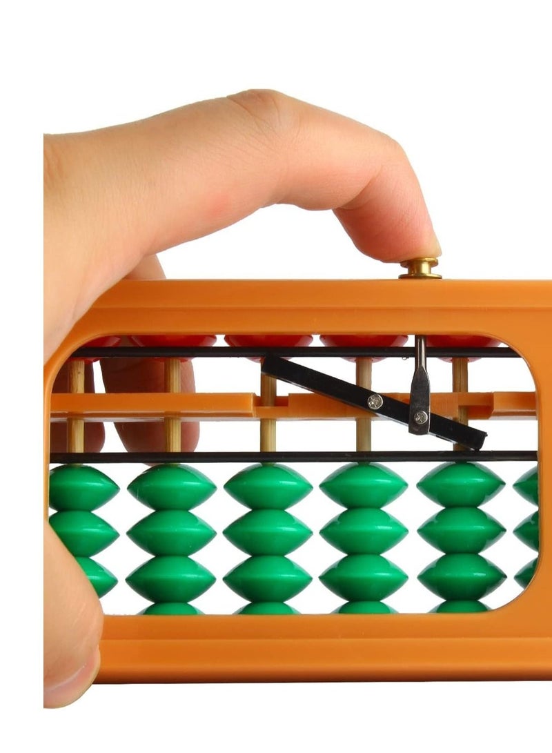 Abacus Bead Arithmetic Counting with Reset Button School Supplies for Children Vintage Wooden Soroban Chinese Calculator Tool (13 Column)
