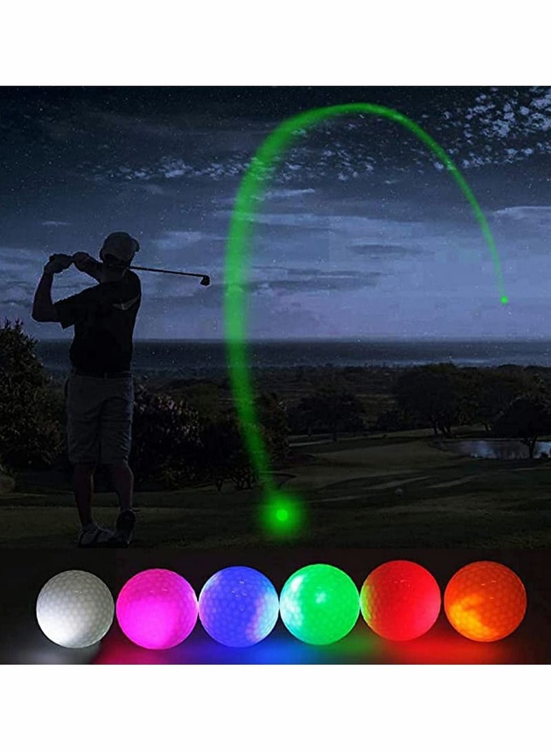 Glow Golf Balls Led in The Dark Flashing Ball Light up Long Lasting Bright Night Sports 6 Colors for Your Choice (6 Pcs)