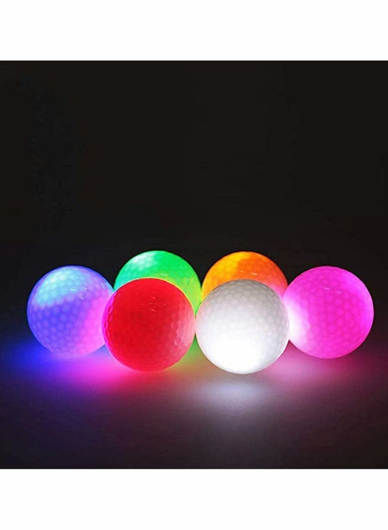 Glow Golf Balls Led in The Dark Flashing Ball Light up Long Lasting Bright Night Sports 6 Colors for Your Choice (6 Pcs)