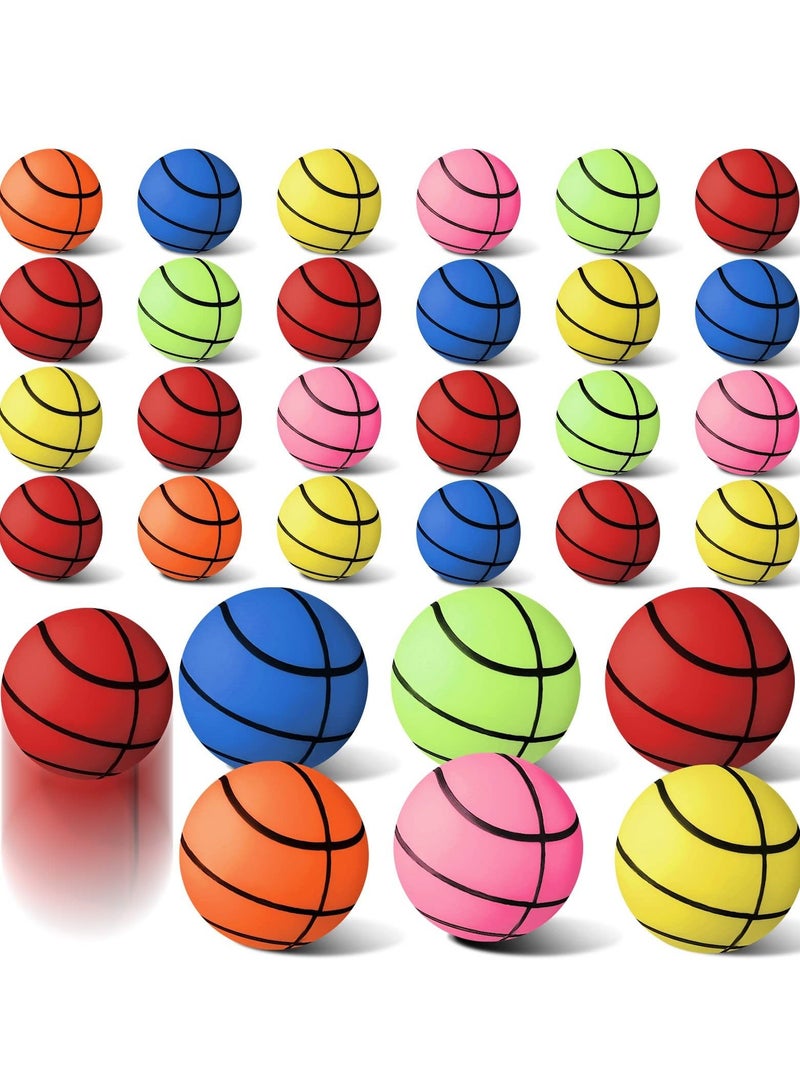 Bouncy Balls, 30 Pcs Basketball Bouncing Ball Mini Assorted Colorful Balls Bulk Mixed Pattern, High for Kids Party Favors, Prizes, Birthdays Gift