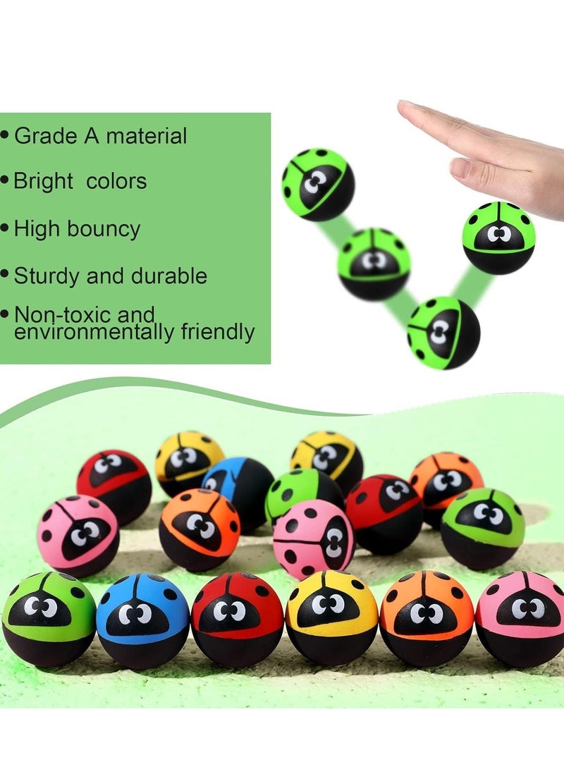 Bouncy Balls, 24 Pcs Ladybug Party Favors Small Bouncing Balls 30 mm/ 1.2 Inch Theme Rubber for Kid Carnival Prizes Birthday Gift Bag Filling (Random Color)