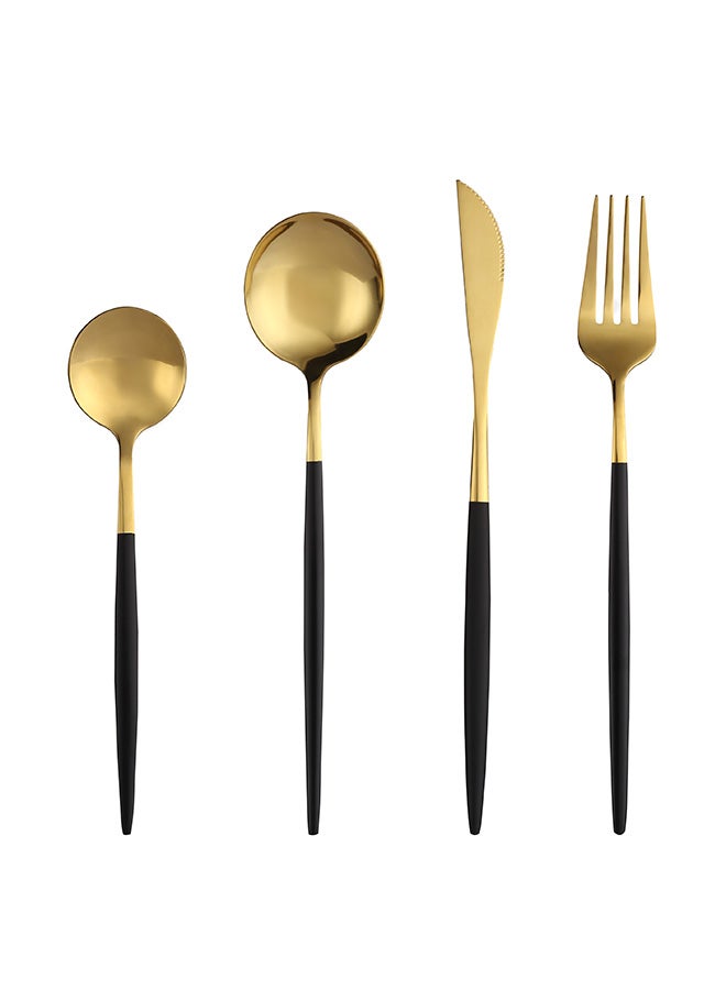 4-Piece Stainless Steel Cutlery Set Gold/Black