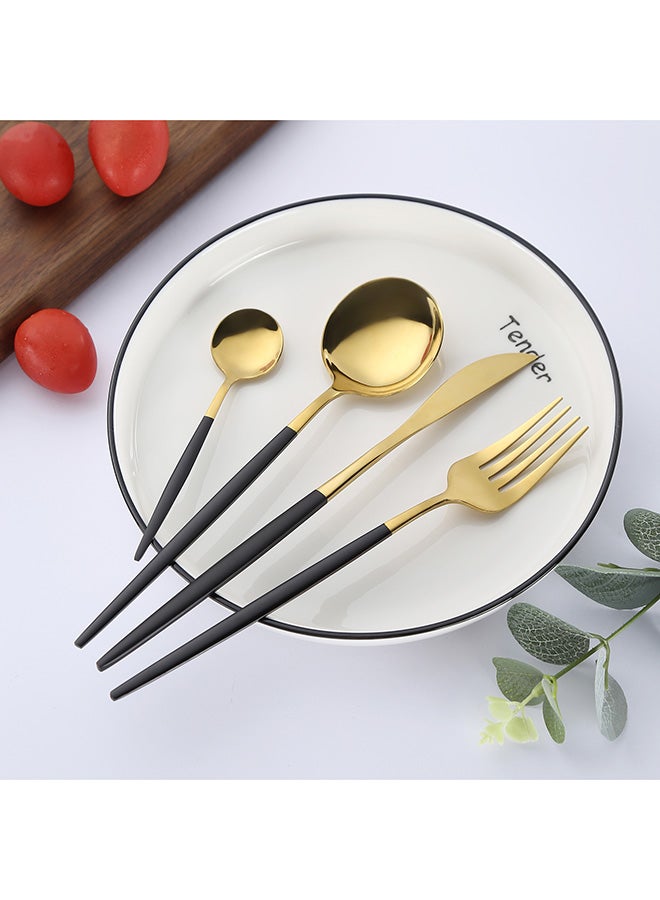 4-Piece Stainless Steel Cutlery Set Gold/Black