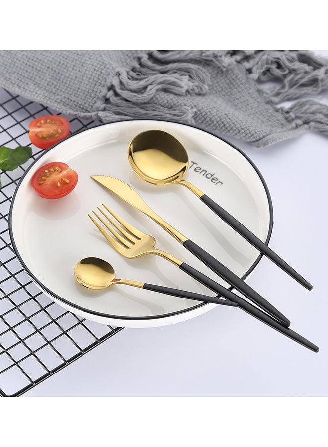 4-Piece Stainless Steel Cutlery Set Gold/Black