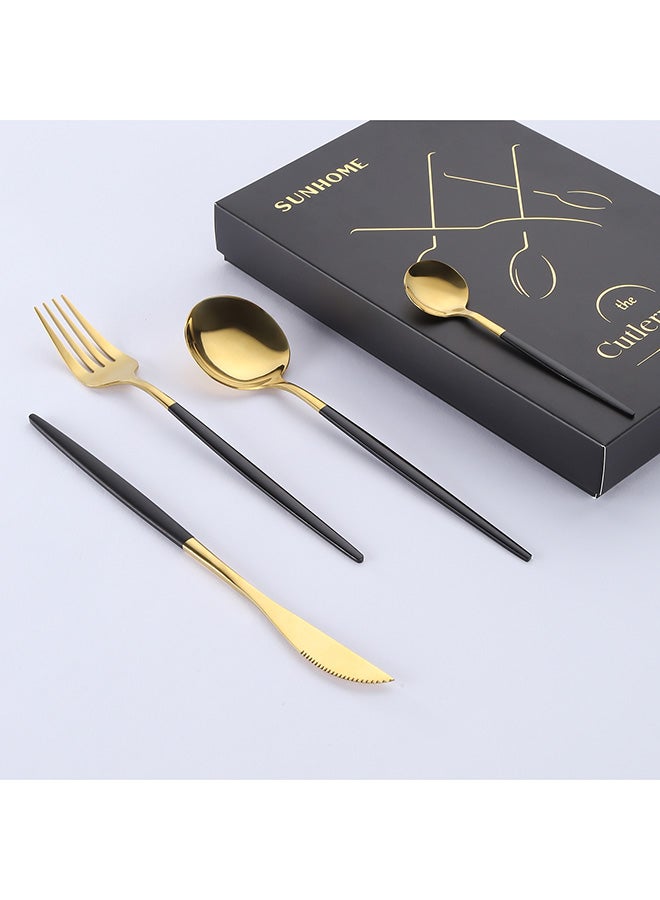 4-Piece Stainless Steel Cutlery Set Gold/Black
