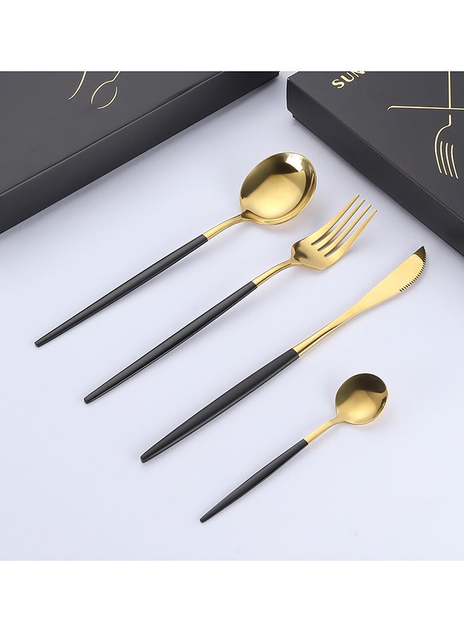 4-Piece Stainless Steel Cutlery Set Gold/Black