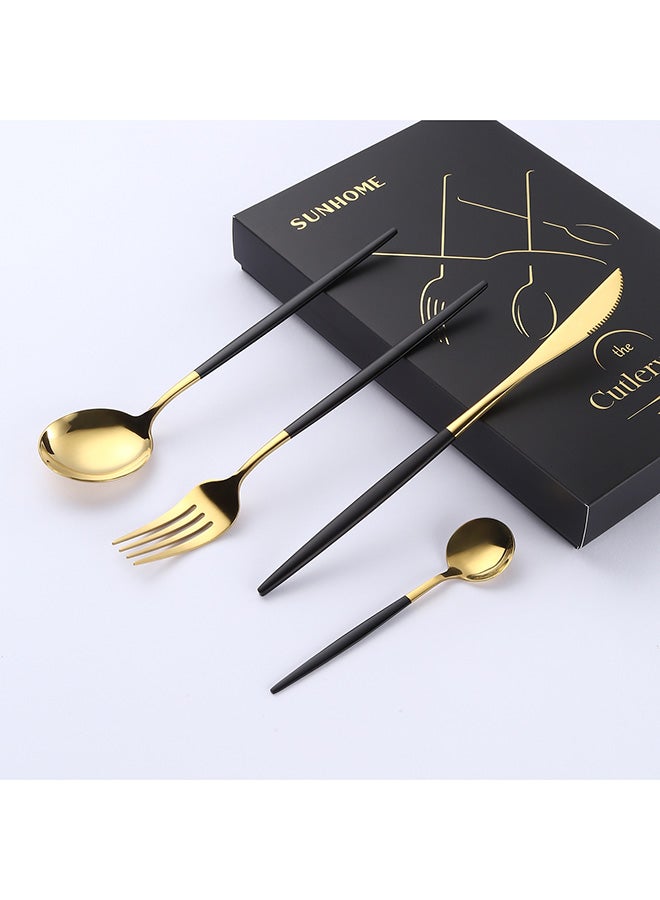 4-Piece Stainless Steel Cutlery Set Gold/Black