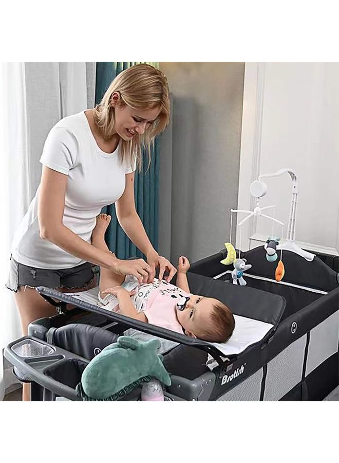4 In 1 Baby Bedside Co - Sleeper Bassinet And Playpen With Rocker Black