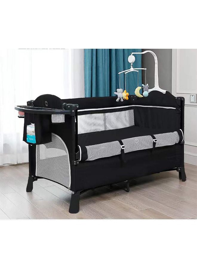 4 In 1 Baby Bedside Co - Sleeper Bassinet And Playpen With Rocker Black