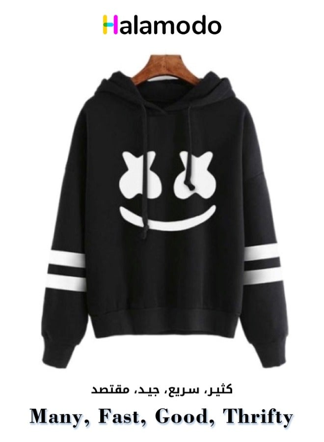 Unisex Hoodies Long-Sleeved Printed Tops Casual Sweatshirts Soft Sportswear Fashion Youth Pullovers with Drawstrings for Daily Wear