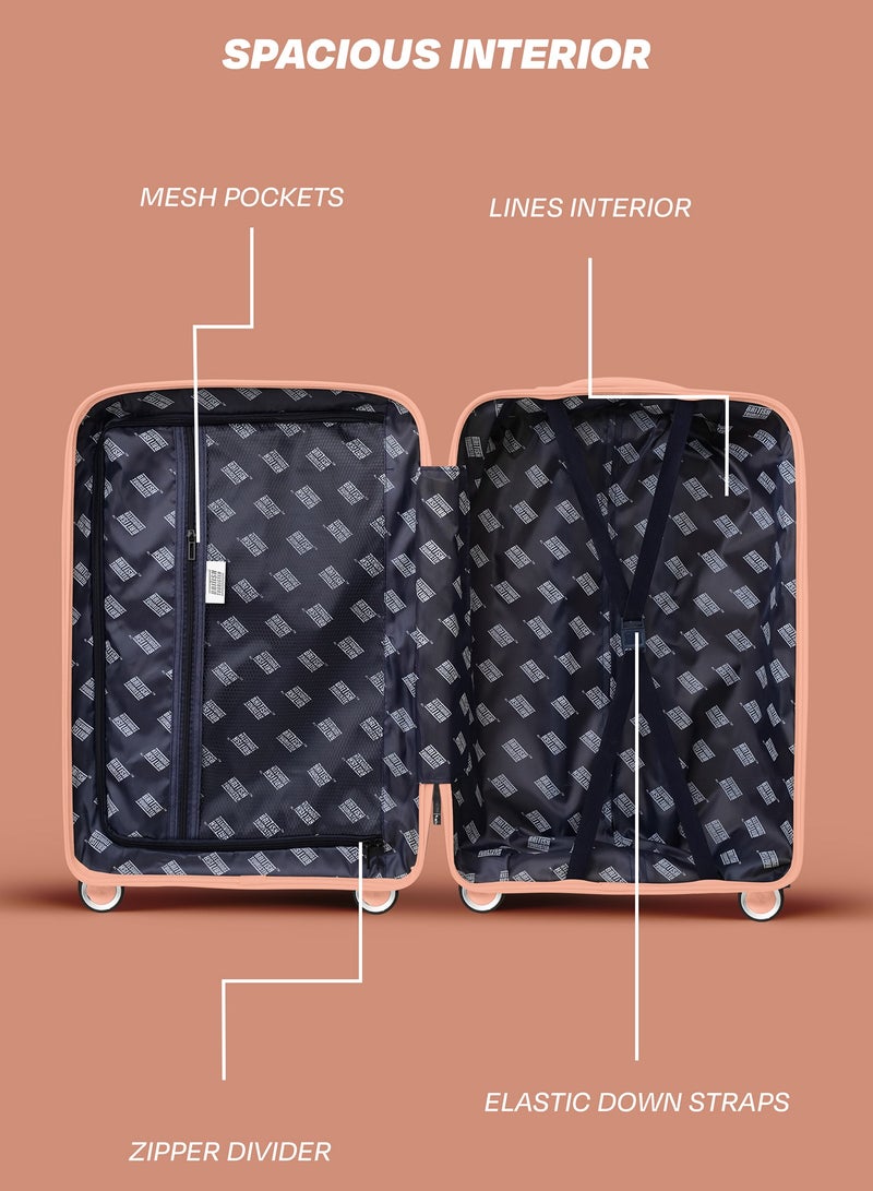 3 Piece Polypropelene Hardside Spinner Luggage Trolley Set 20/24/28 Inch Champagne