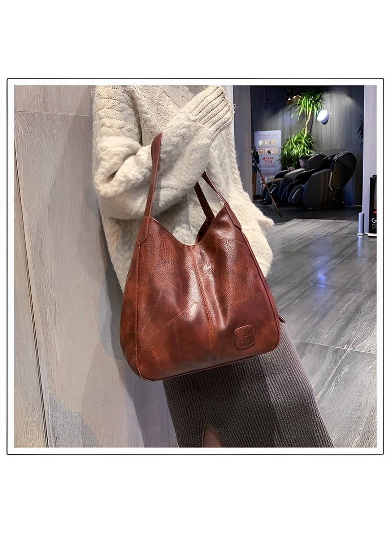 Women's Tote Shoulder Bag Soft Leather Handbag with Large Capacity Genuine Leather Tote Bags Made of High Quality PU Leather