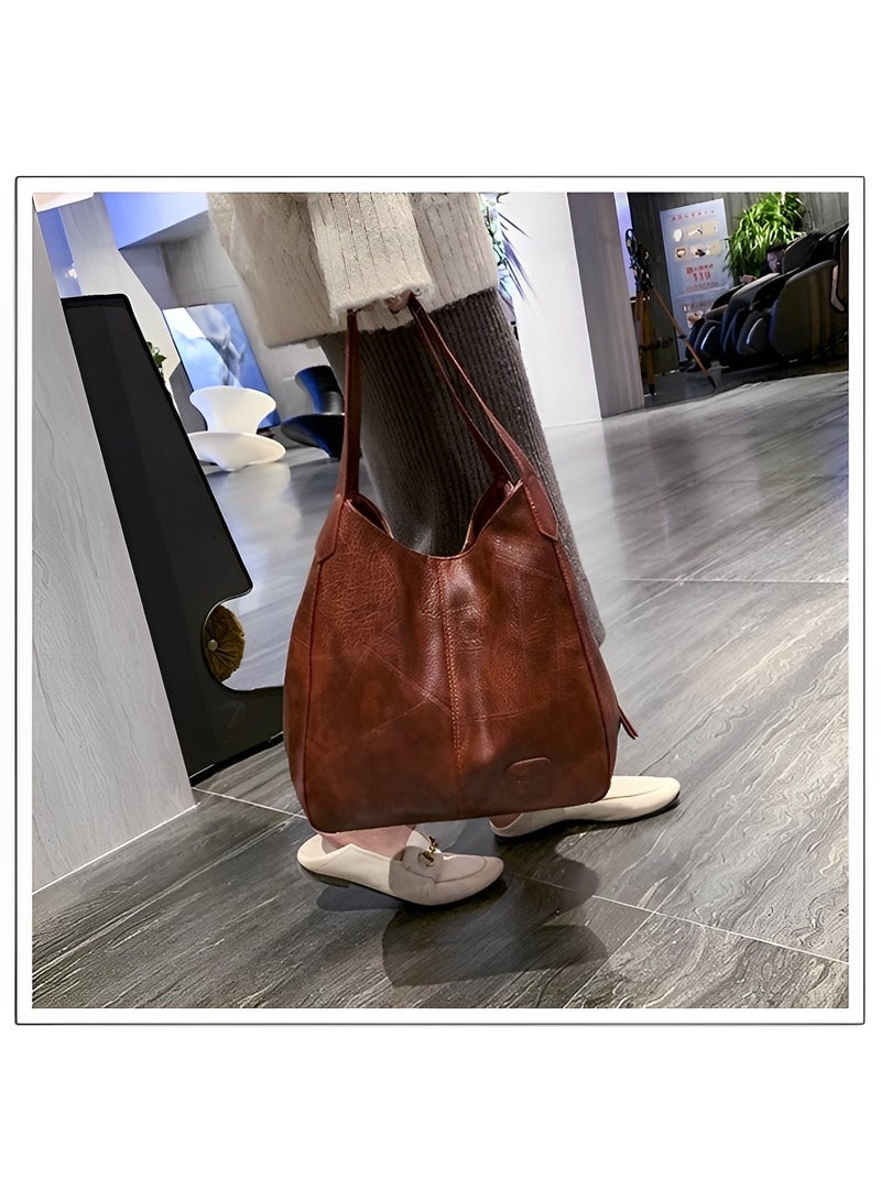 Women's Tote Shoulder Bag Soft Leather Handbag with Large Capacity Genuine Leather Tote Bags Made of High Quality PU Leather