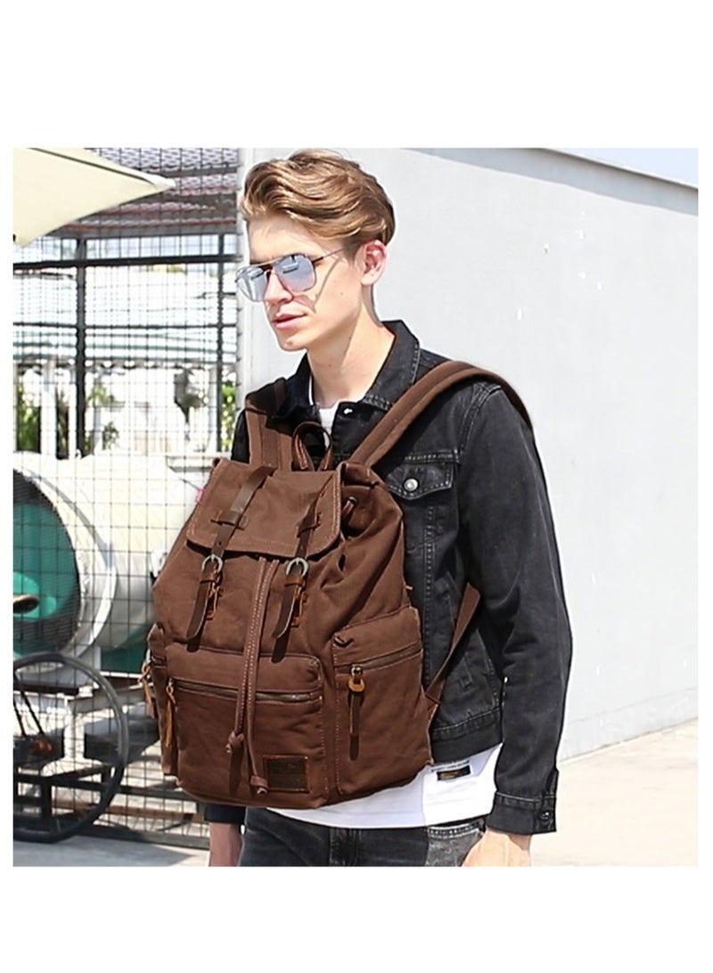 Backpack Hiking Daypacks Computers Laptop Rucksack Satchel Bookbag Mountaineering Multi-Function Vintage Canvas Bag Women and Men