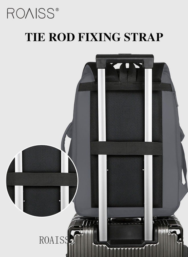 Waterproof Nylon Backpack Casual Scalable Capacity Large Capacity Laptop Multifunction Breathable School Bag with USB Port for Men Work Travel Flight Business Black