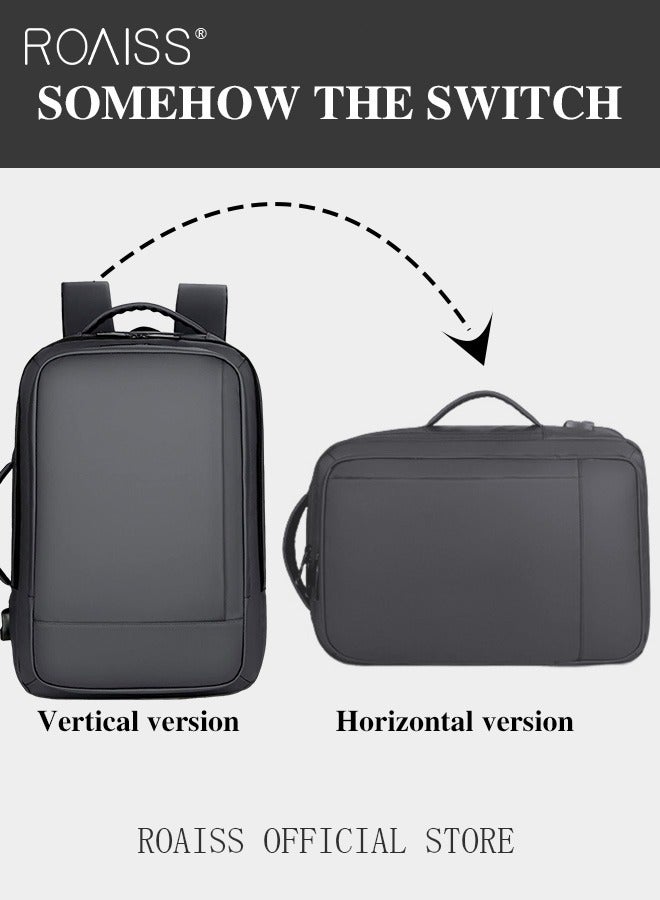 Waterproof Nylon Backpack Casual Scalable Capacity Large Capacity Laptop Multifunction Breathable School Bag with USB Port for Men Work Travel Flight Business Black