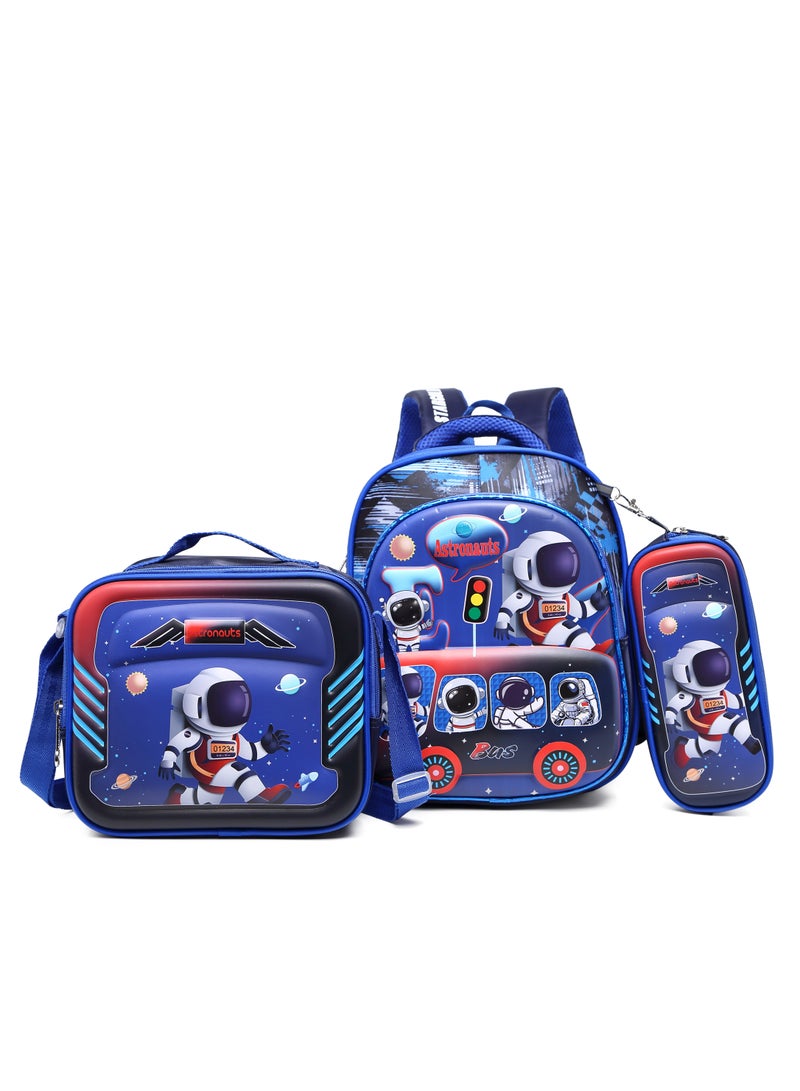 Baby Backpack 3Pcs Combo For Baby Boys With Adjustable Strap For School 12 Inch