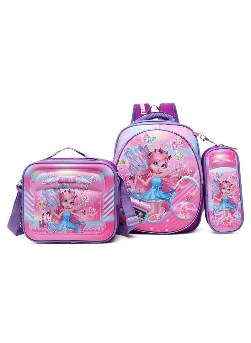 Baby Backpack 3Pcs Combo For Baby Girl With Adjustable Strap For School 12 Inch