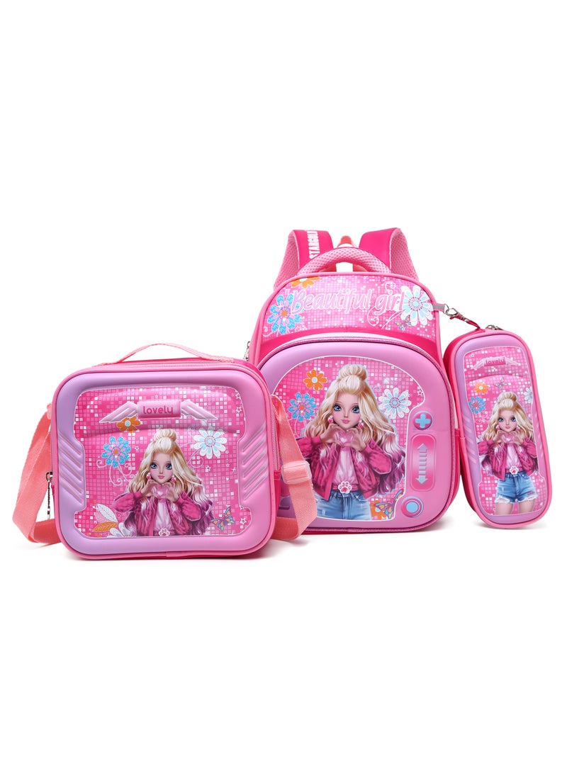Baby Backpack 3Pcs Combo For Baby Girl With Adjustable Strap For School 12 Inch