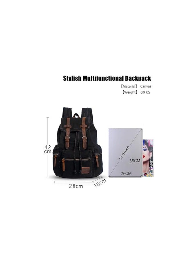 Backpack Hiking Daypacks Computers Laptop Rucksack Satchel Bookbag Mountaineering Multi-Function Vintage Canvas Bag Women and Men