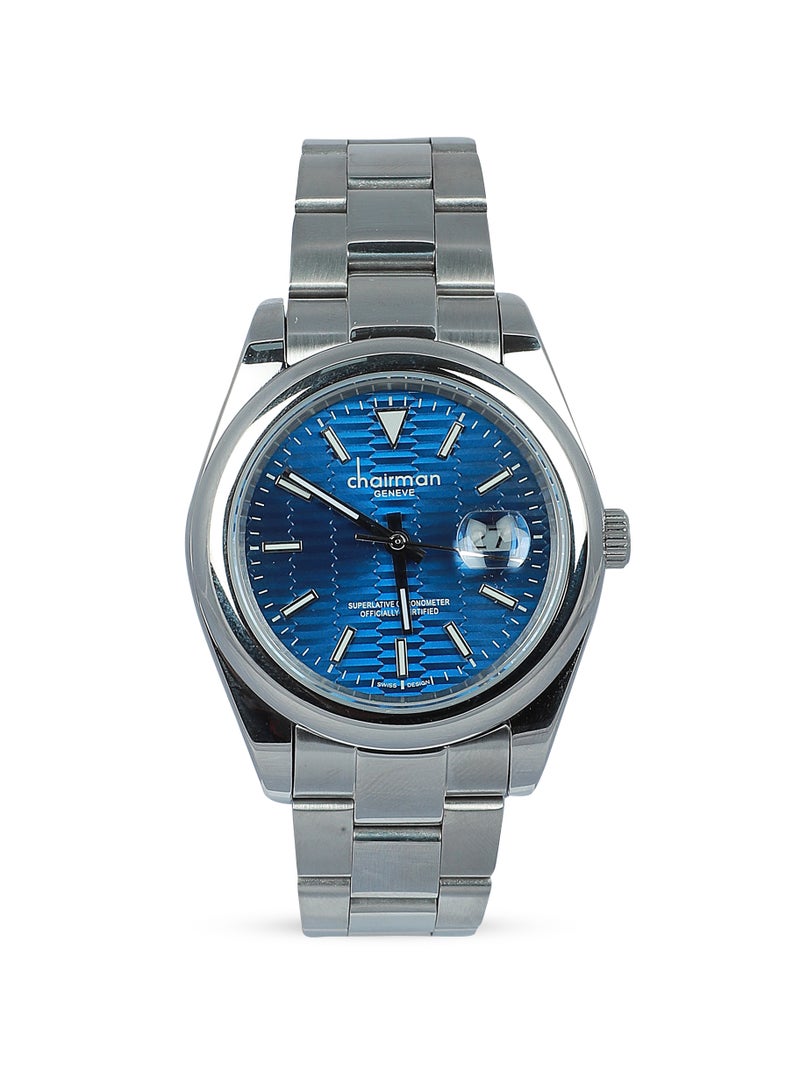 Men's Stainless Steel Wrist Watch with Dark Blue Dial with Date