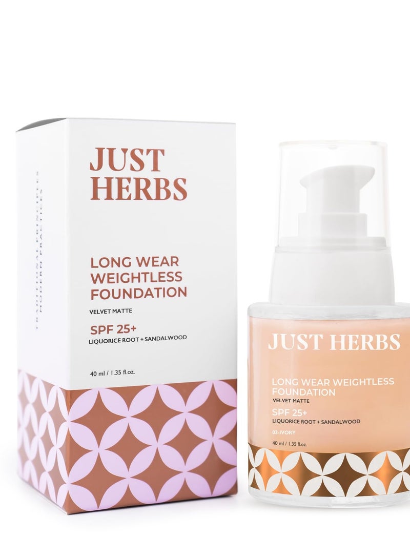 Just Herbs Medium to Full Coverage Longwear Weightless Foundation Ivory