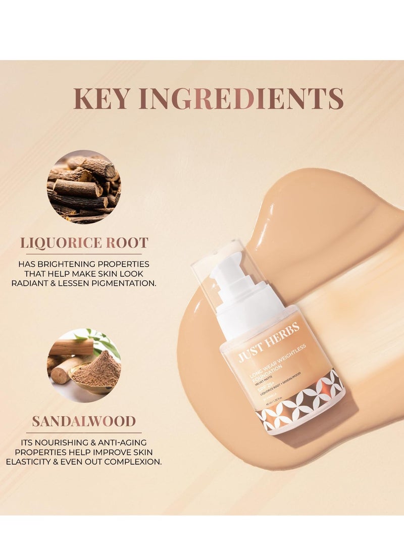 Just Herbs Medium to Full Coverage Longwear Weightless Foundation Natural