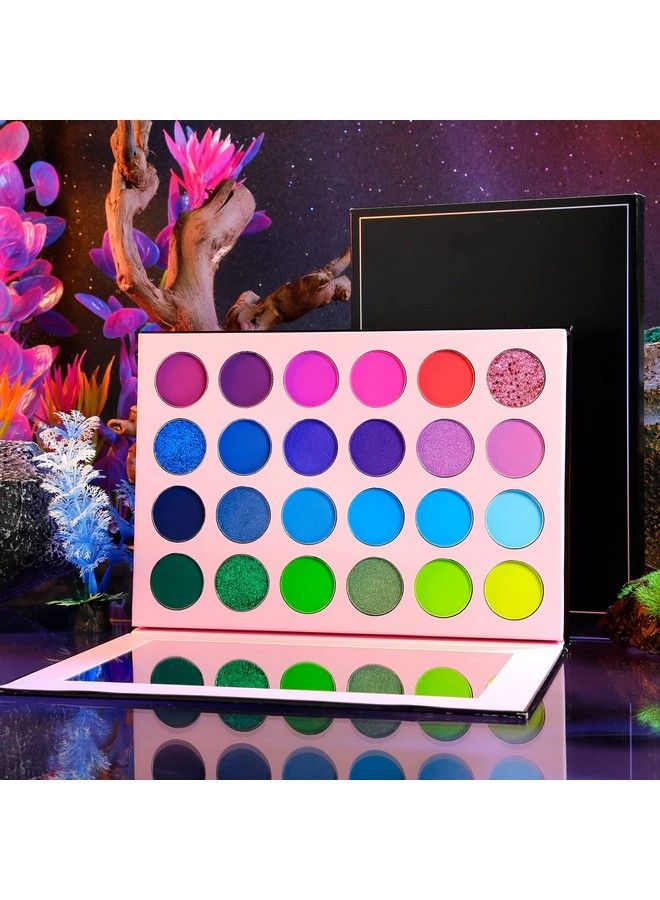 High Pigmented Eyeshadow Palette 24 Colors With Green Blue Purple Matte Shimmer Glitter Eye Shadow Pallets Delanci Professional Waterproof Longlasting Makeup Pallettes For Blue Hazel Eyes 23.04G