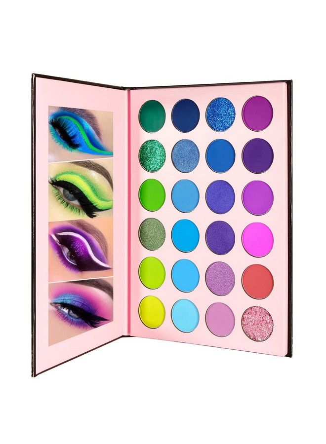 High Pigmented Eyeshadow Palette 24 Colors With Green Blue Purple Matte Shimmer Glitter Eye Shadow Pallets Delanci Professional Waterproof Longlasting Makeup Pallettes For Blue Hazel Eyes 23.04G